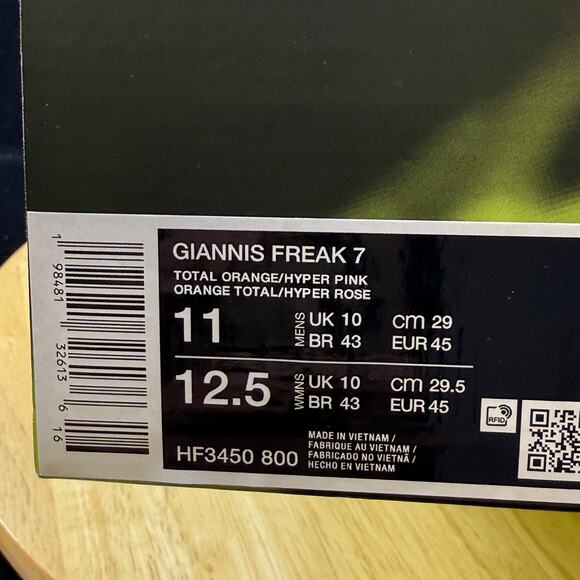 Nike Giannis Freak 7 Men's Size 11 Orange Black Basketball Shoes HF3450 800 - Picture 10 of 10